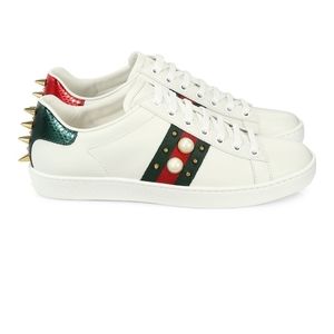 Gucci stud web leather tennis shoes